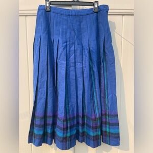 Sz14 VTG Pleated Peek-A-Boo Stripe Wool Skirt by Pendleton